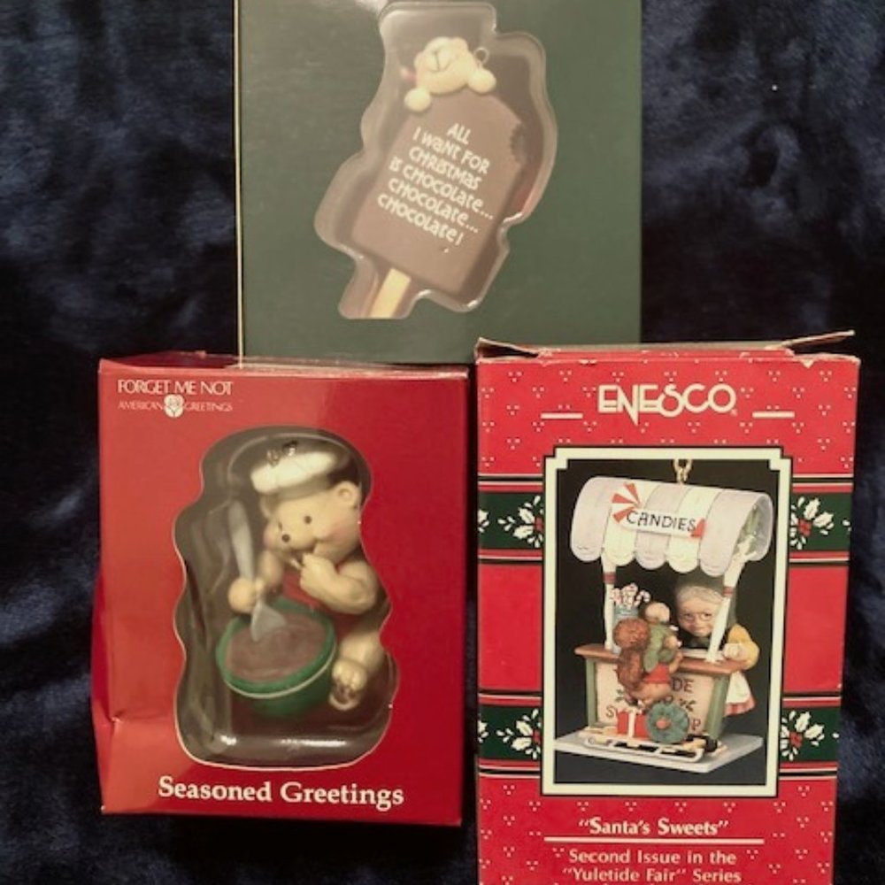Vintage Christmas Ornament Bundle for Chocolate Lovers